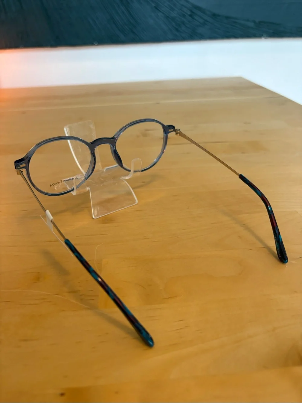 Chlogan Eyewear Round Translucent Blue Eyeglasses Silver Temples 9125 50-16-145